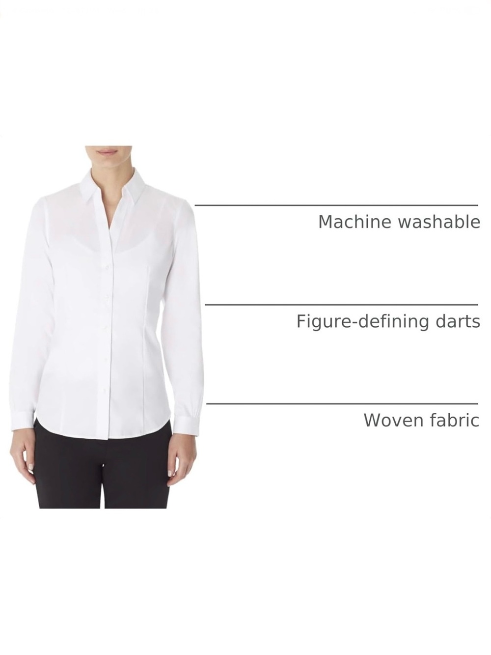 Jones New York White Button-Front V-Neck Blouse - Picture 10 of 12